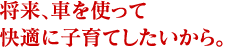 将来、車を使って快適に子育てしたいから。